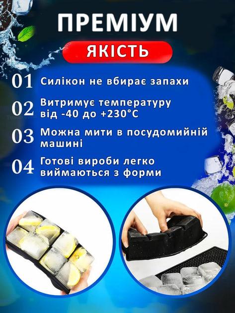 Форма для льда силиконовая с крышкой 2 набора по 8 больших кубиков 5х5 см Черный - фото 6