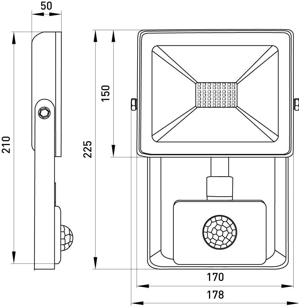Прожектор LED E.NEXT e.LED.flood.stand.sensor.50.6000 50W 220V 4000lm 6000K IP44 178x50x210 мм з датчиком руху (l0790009) - фото 4