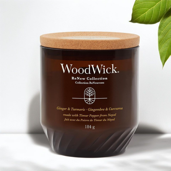 Свеча ароматическая с ароматом пряностей Woodwick Incense & myrrh RENEW 184 г (5038581148397)
