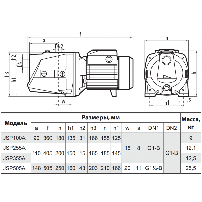 Насос поверхностный центробежный Sprut JSP 355A - фото 4 Насос поверхностный центробежный Sprut JSP 355A - фото 4