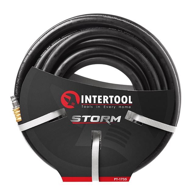 Шланг гумовий повітряний армований Intertool 20 атм 10х17 мм 20 м зі швидкороз'ємними з'єднаннями (PT-1735)