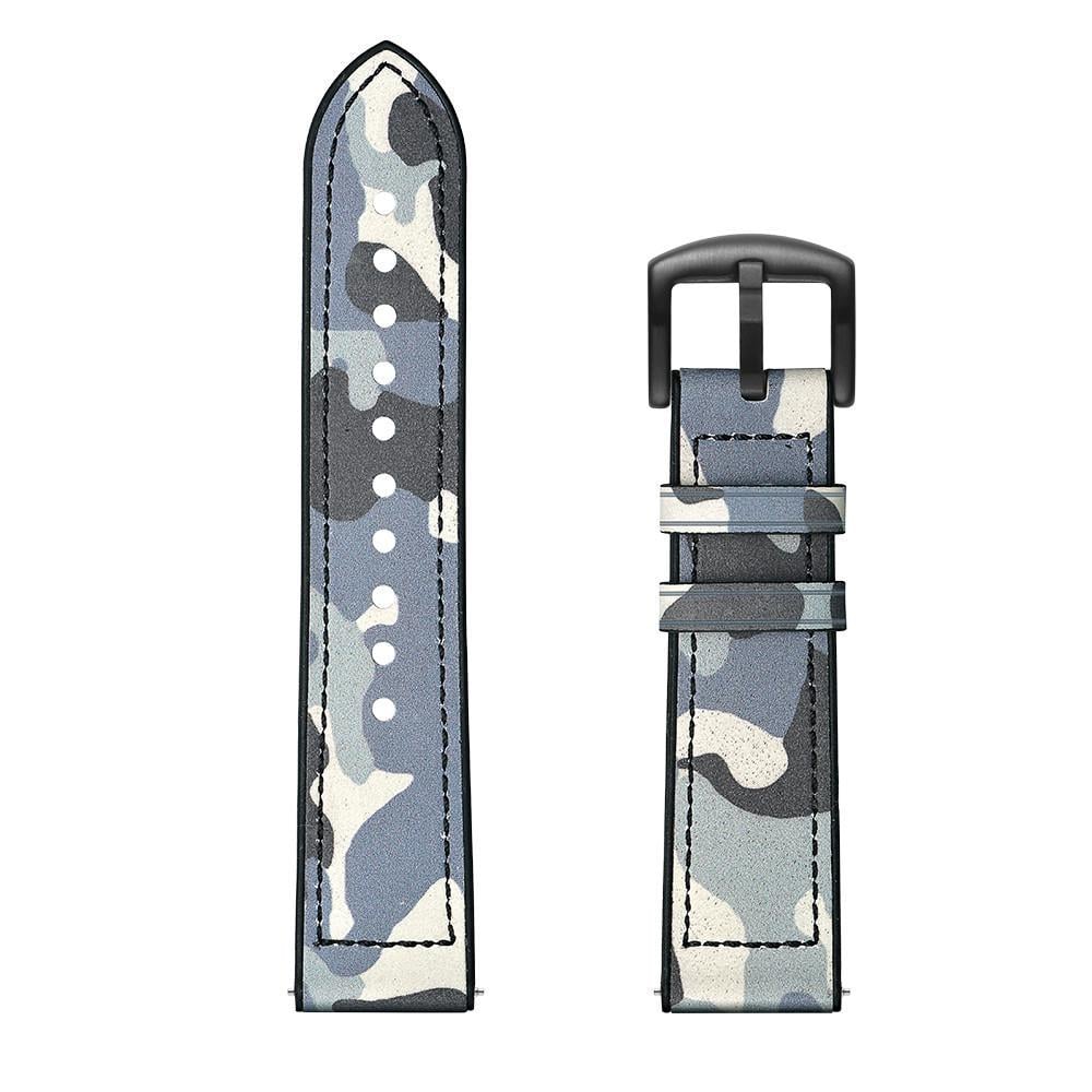 Ремінець для смарт-годинників з малюнком Камуфляж шкіряний/силіконовий 20 мм Блакитний/Сірий (1912P)