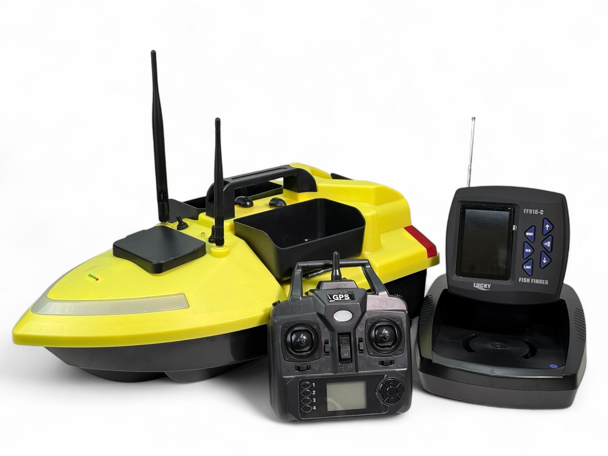 Карповый кораблик Hirisi V020 GPS автопилот с эхолотом Lucky FF918-C Желтый