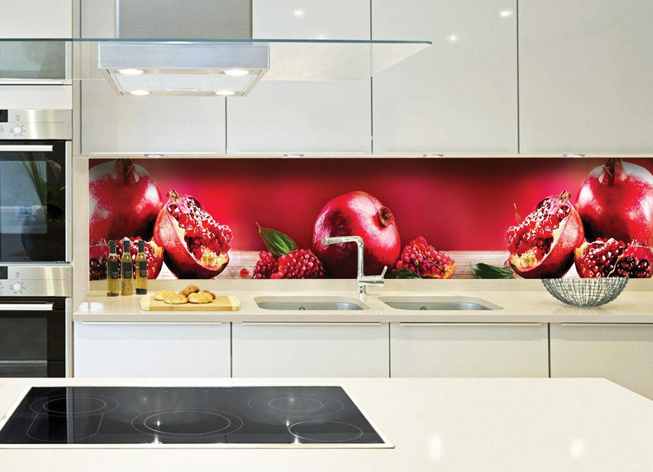 Кухонный фартук Спелый гранат из самоклеющейся виниловой пленки 60х250 см Красный