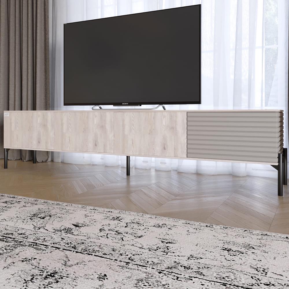 Тумба под телевизор Lion Грей на черных металлических ножках Самоа дымчатый/Кашемир (000-000-2518)