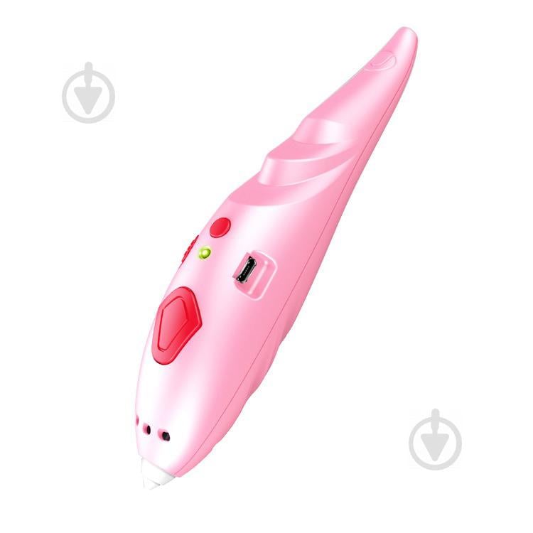 3D ручка с аккумулятором Constract Toys 9902 для объемного рисования пластиком + трафареты и 115м пластика Розовый