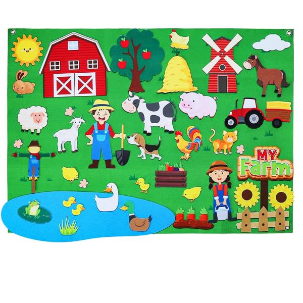 Коврик из фетра Животные на ферме по методике Монтессори 102x75 см