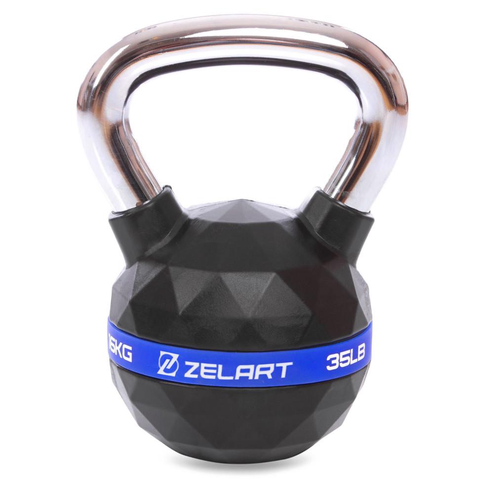 Гиря тренировочная Zelart FI-1973-16 сплошная с полиуретановым покрытием и хромированной ручкой 16 кг (2522949958_rn_2)