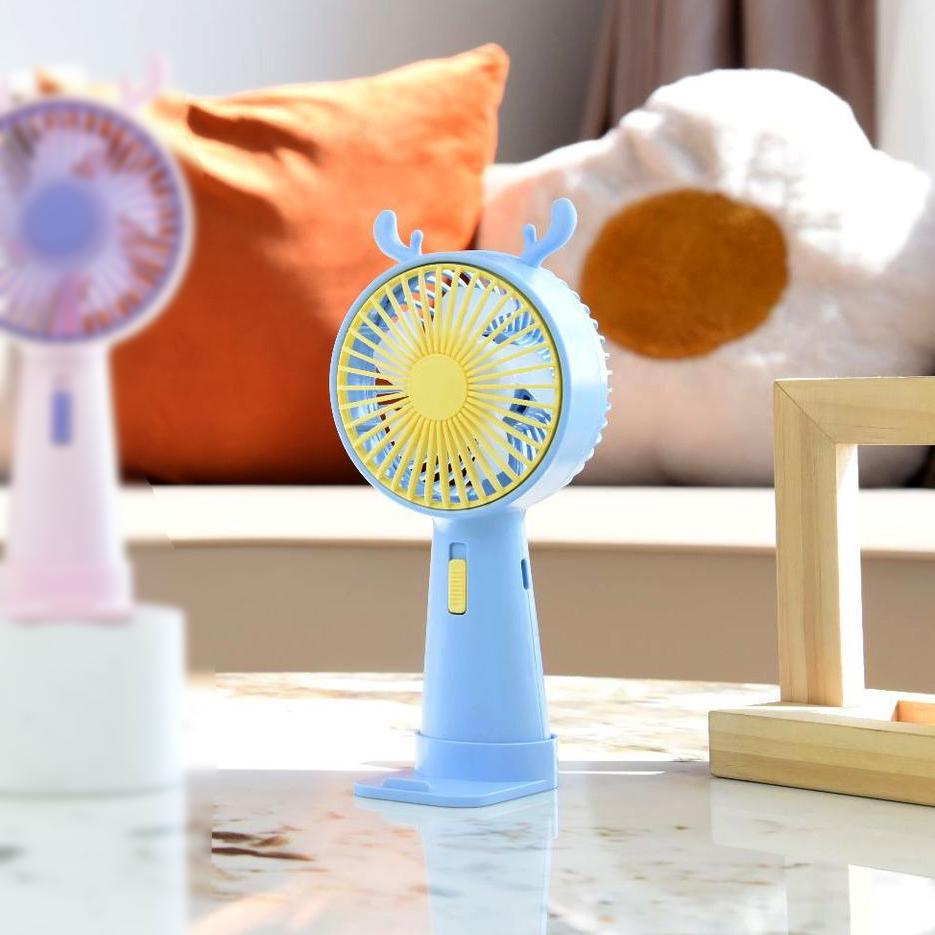 Вентилятор портативний Оленя з ріжками на акумуляторі та USB Блакитний (51-бла-39559) - фото 3 Вентилятор портативний Оленя з ріжками на акумуляторі та USB Блакитний (51-бла-39559) - фото 3