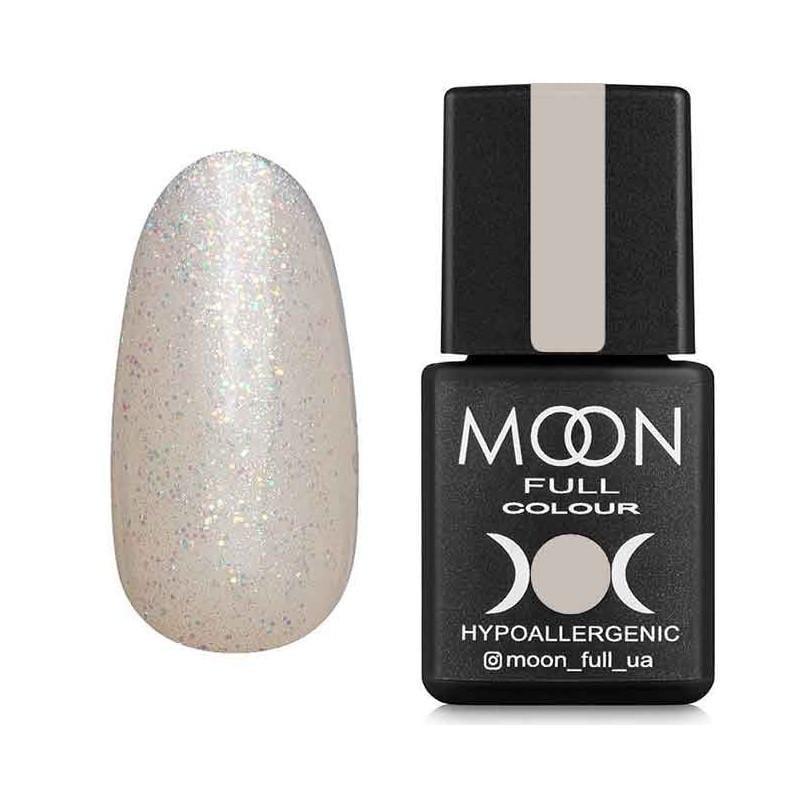 Гель-лак Moon Full Opal color Gel polish 8 мл №502 Бесцветный полупрозрачный с мелким разноцветным шиммер