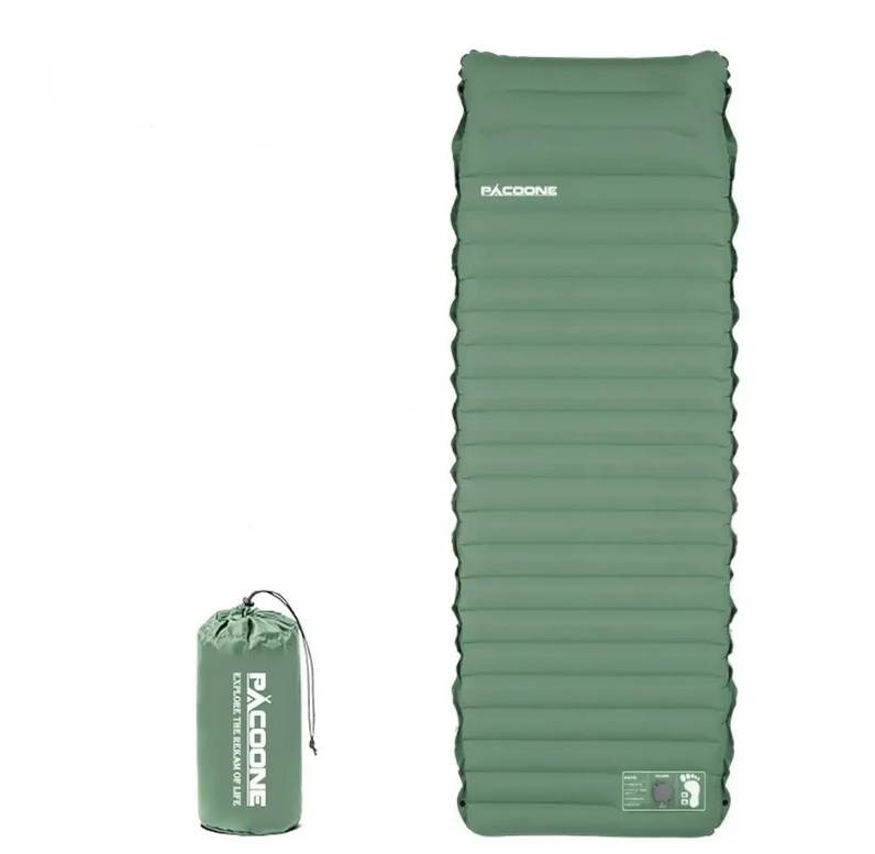 Надувной коврик со встроенным насосом и подушкой Хаки (2102626303)