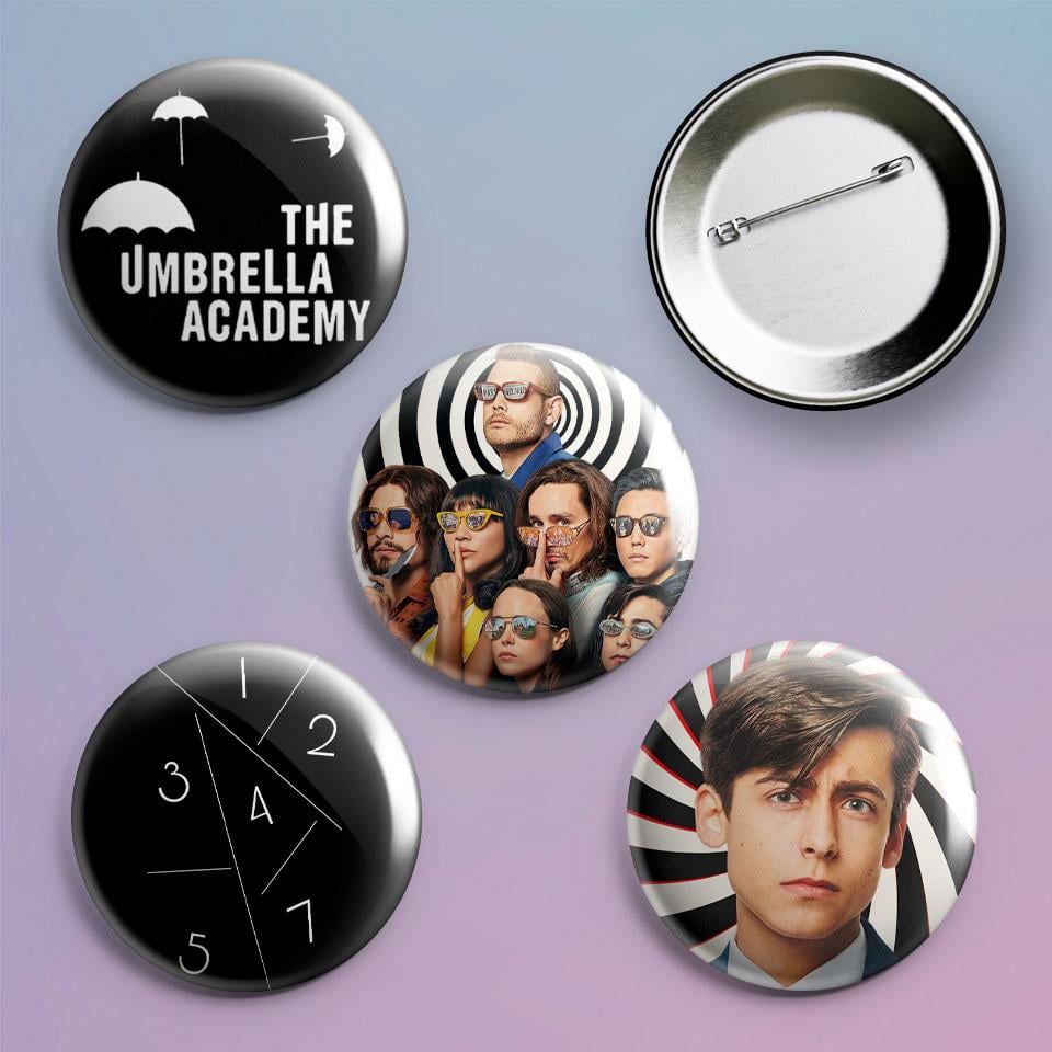 Значки на рюкзак с принтом The umbrella academy 4 шт.