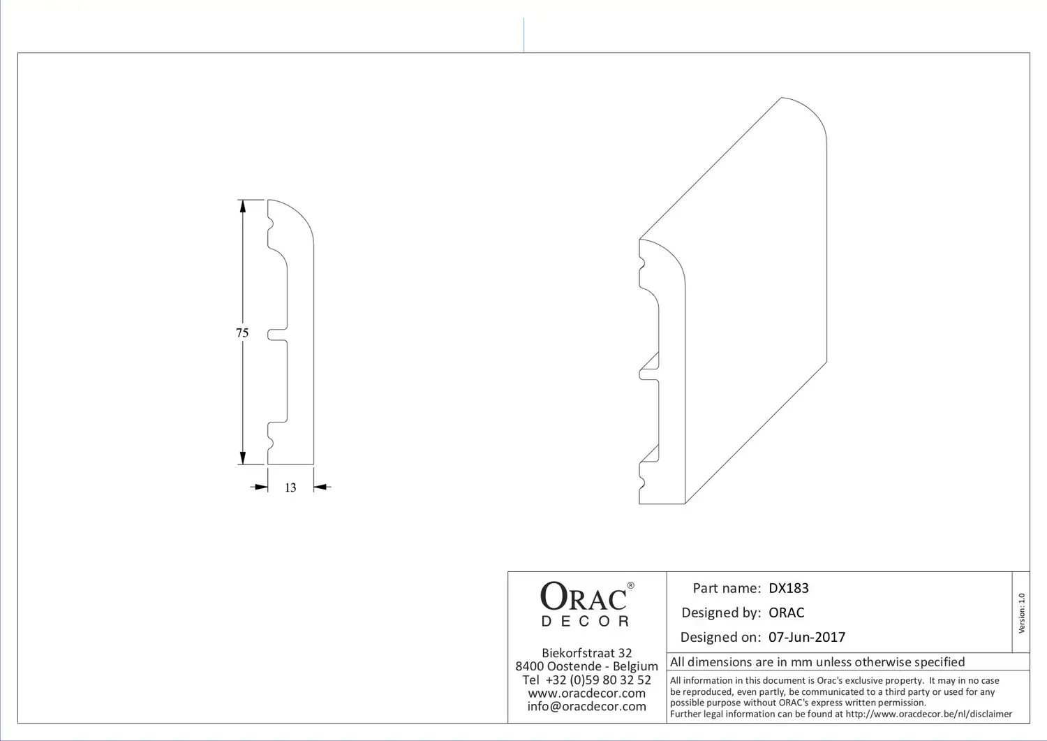 Плінтус Orac Dеcor грунтований 2000x13x75 мм (SX183) - фото 2