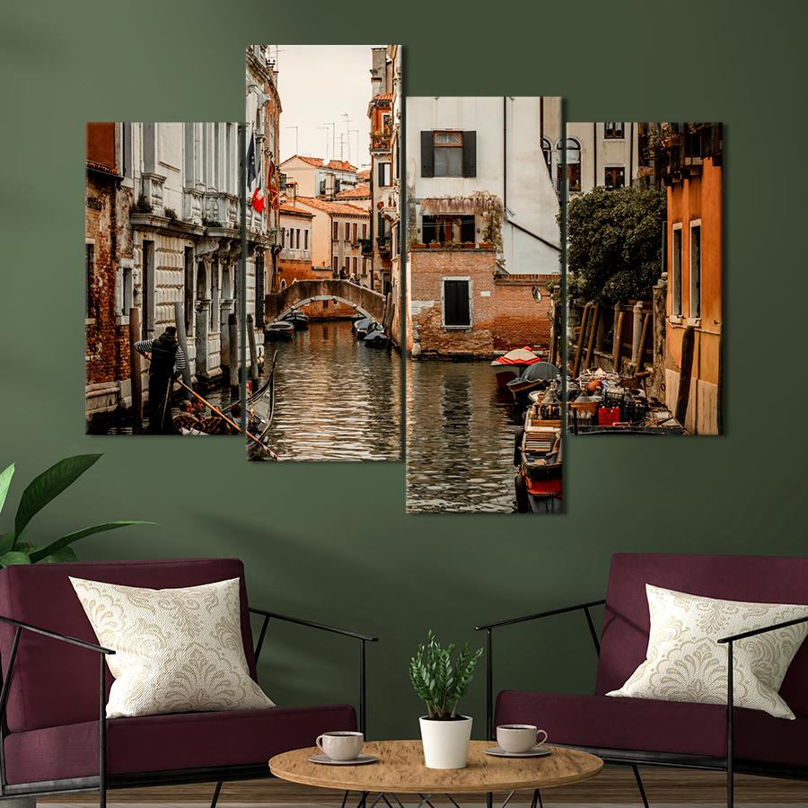 Картина город Гондола на улице Венеции 149x106 см (A742-4)