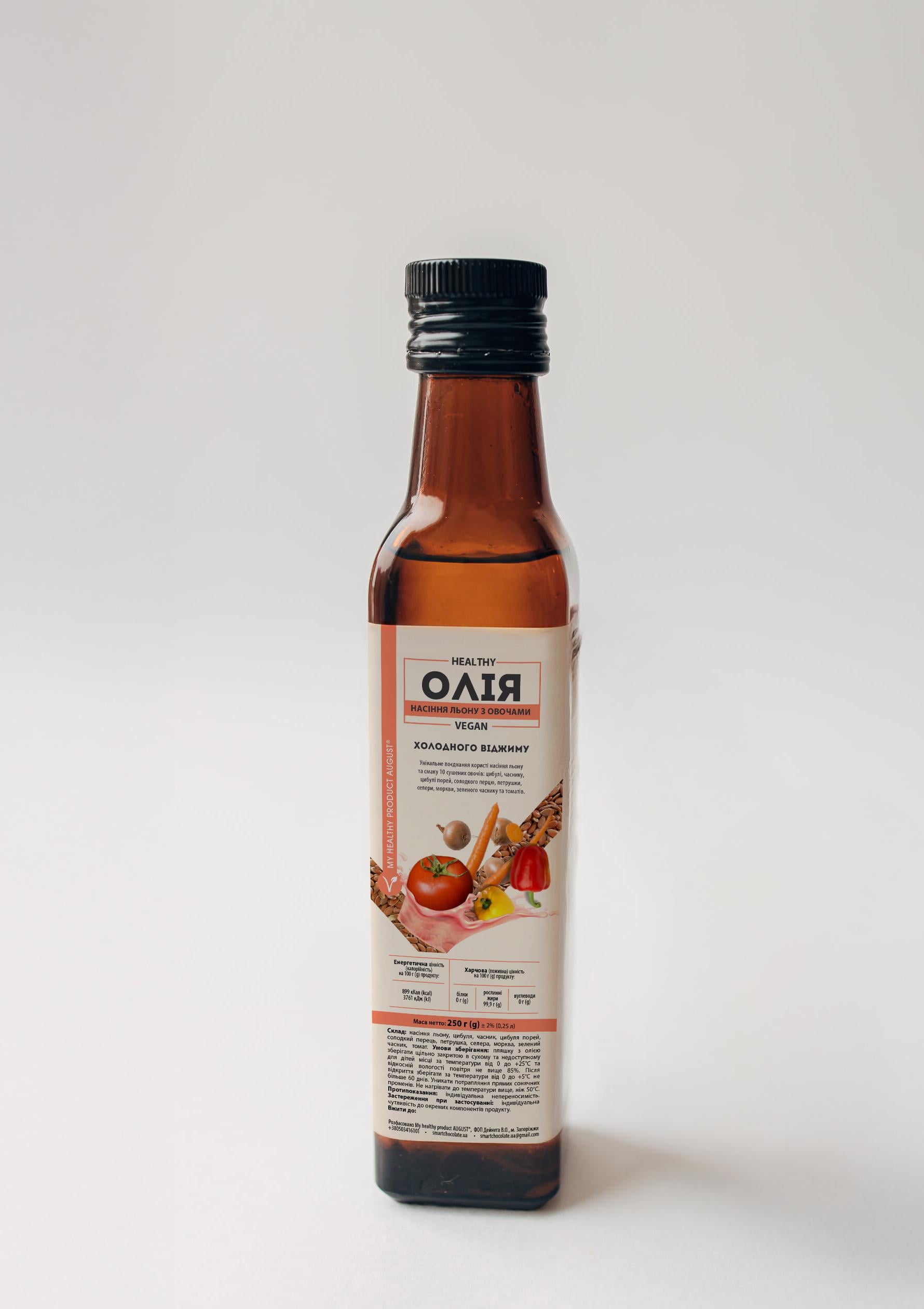 Олія з насіння льону з овочами холодного віджиму My healthy product AUGUST 250 мл
