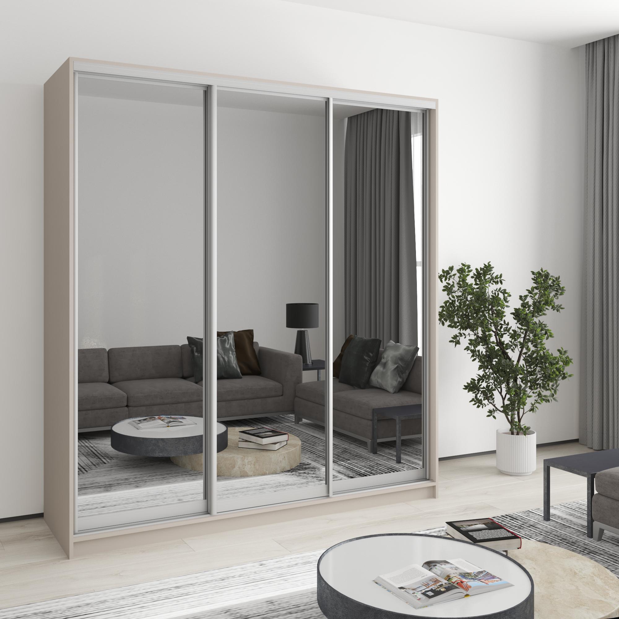 Шкаф-купе трехдверный MebelStar Стандарт AL 3 Зеркала 190x60x210 см Кашемир (MBS-3005)