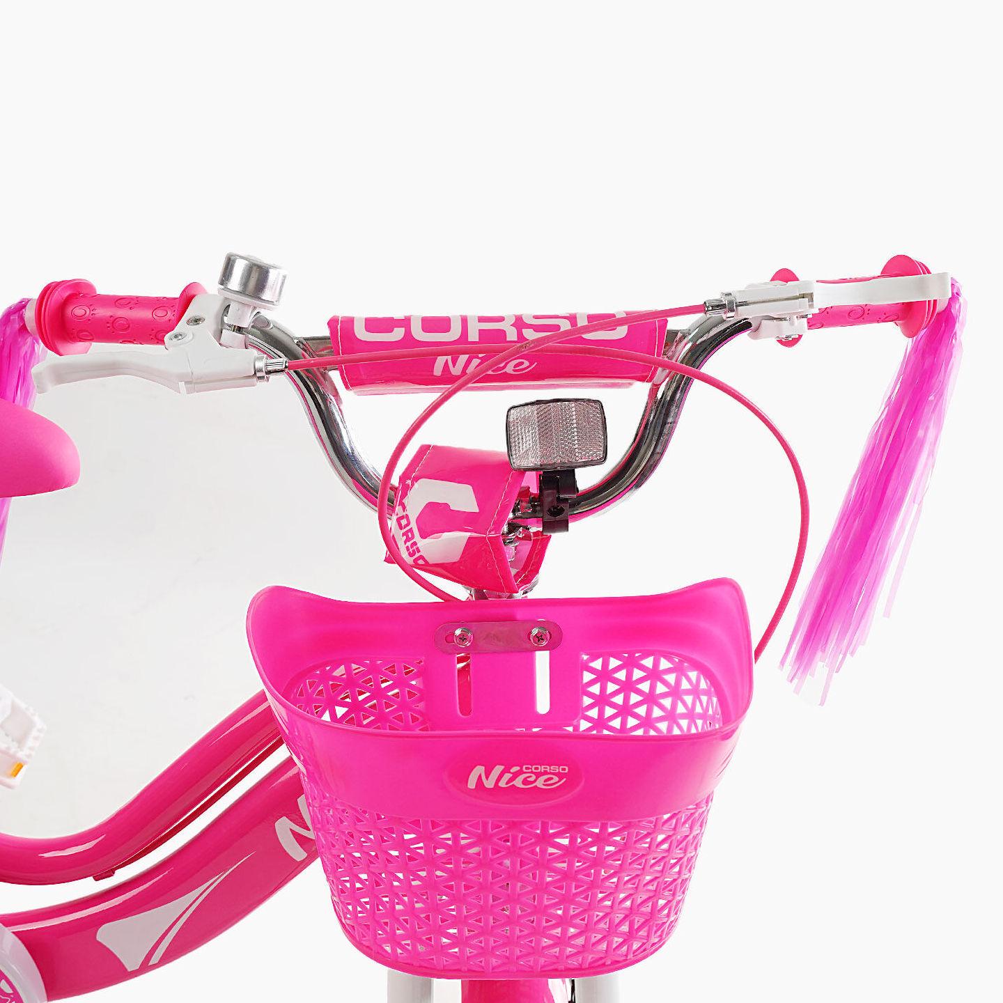 Велосипед двоколісний дитячий Corso 14" Nice з кошиком та багажником Малиновий - фото 4 Велосипед двоколісний дитячий Corso 14" Nice з кошиком та багажником Малиновий - фото 4