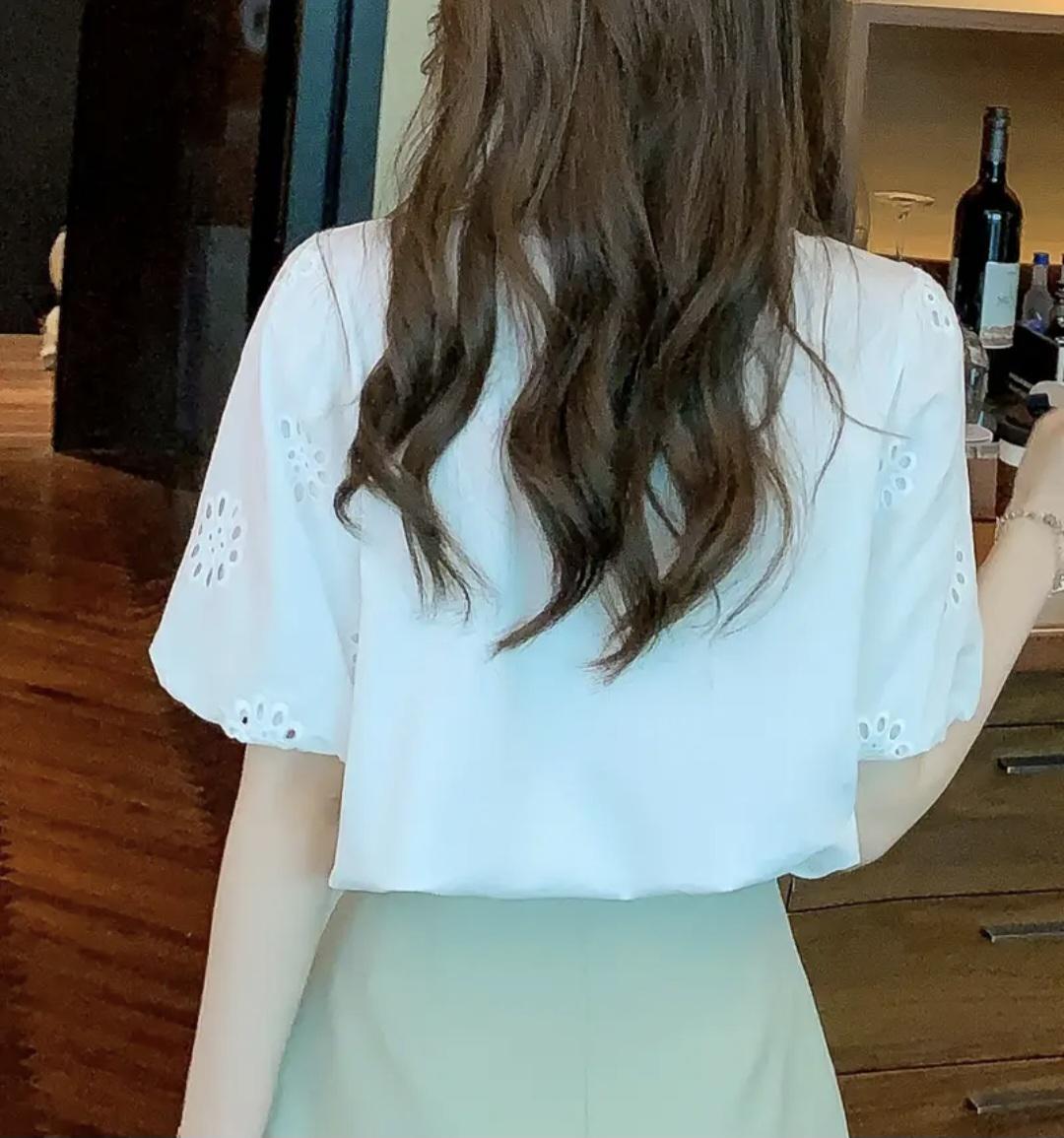 Футболка з рукавами ліхтарик М Білий (00235) - фото 2 Футболка з рукавами ліхтарик М Білий (00235) - фото 2