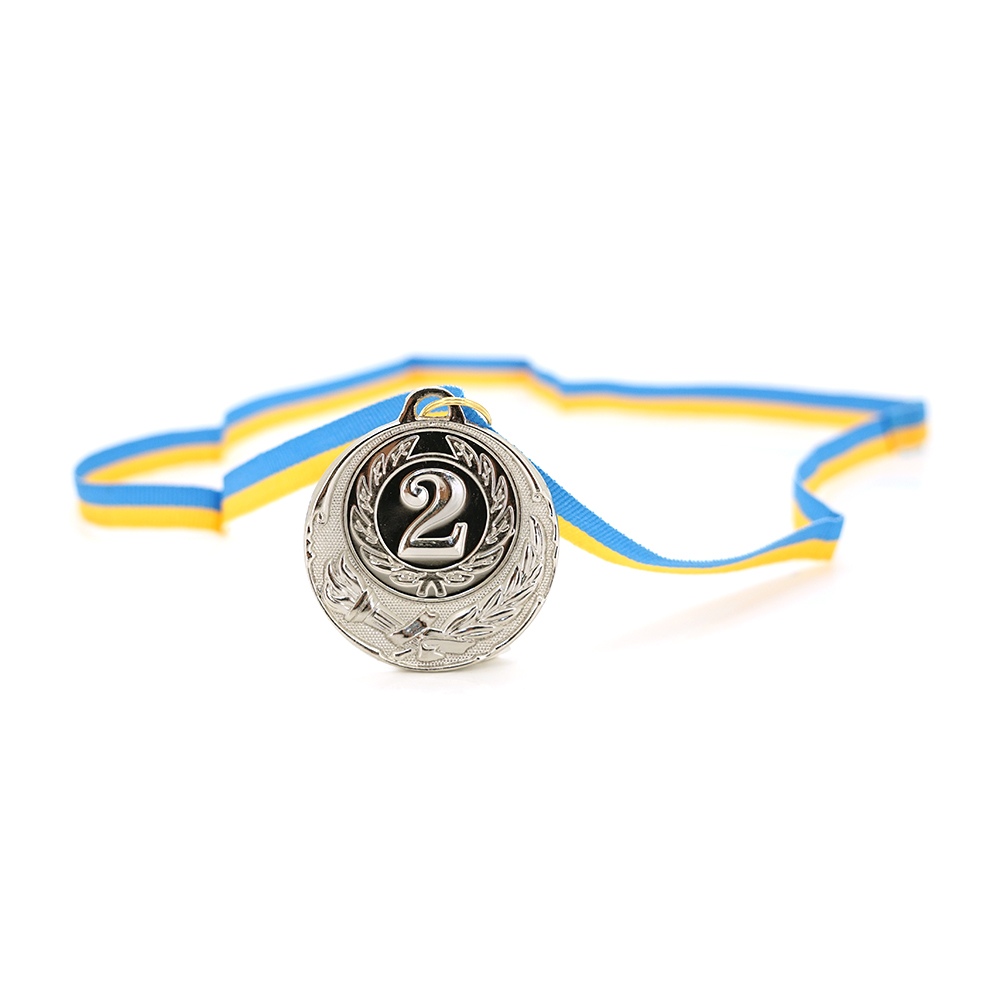 Нагородна медаль для призерів 2 місце срібна для змагань чемпіонатів та конкурсів 6,5 см (YUT_V9715) - фото 2 Нагородна медаль для призерів 2 місце срібна для змагань чемпіонатів та конкурсів 6,5 см (YUT_V9715) - фото 2