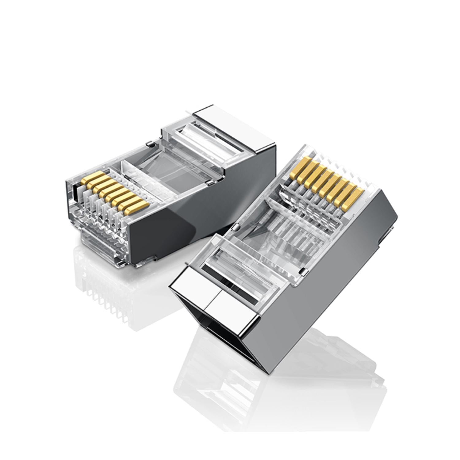 Коннектор UGREEN NW111 10 шт. RJ45 8P8C Cat6 экранирован до 1 Гбит/с позолоченные контакты 3U Прозрачный (20333)