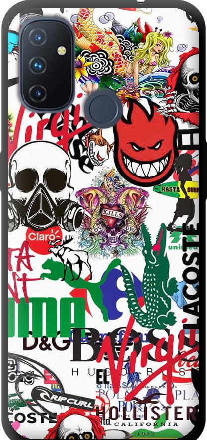 Чехол на OnePlus Nord N100 Many different logos (4022b-2130-42517)
