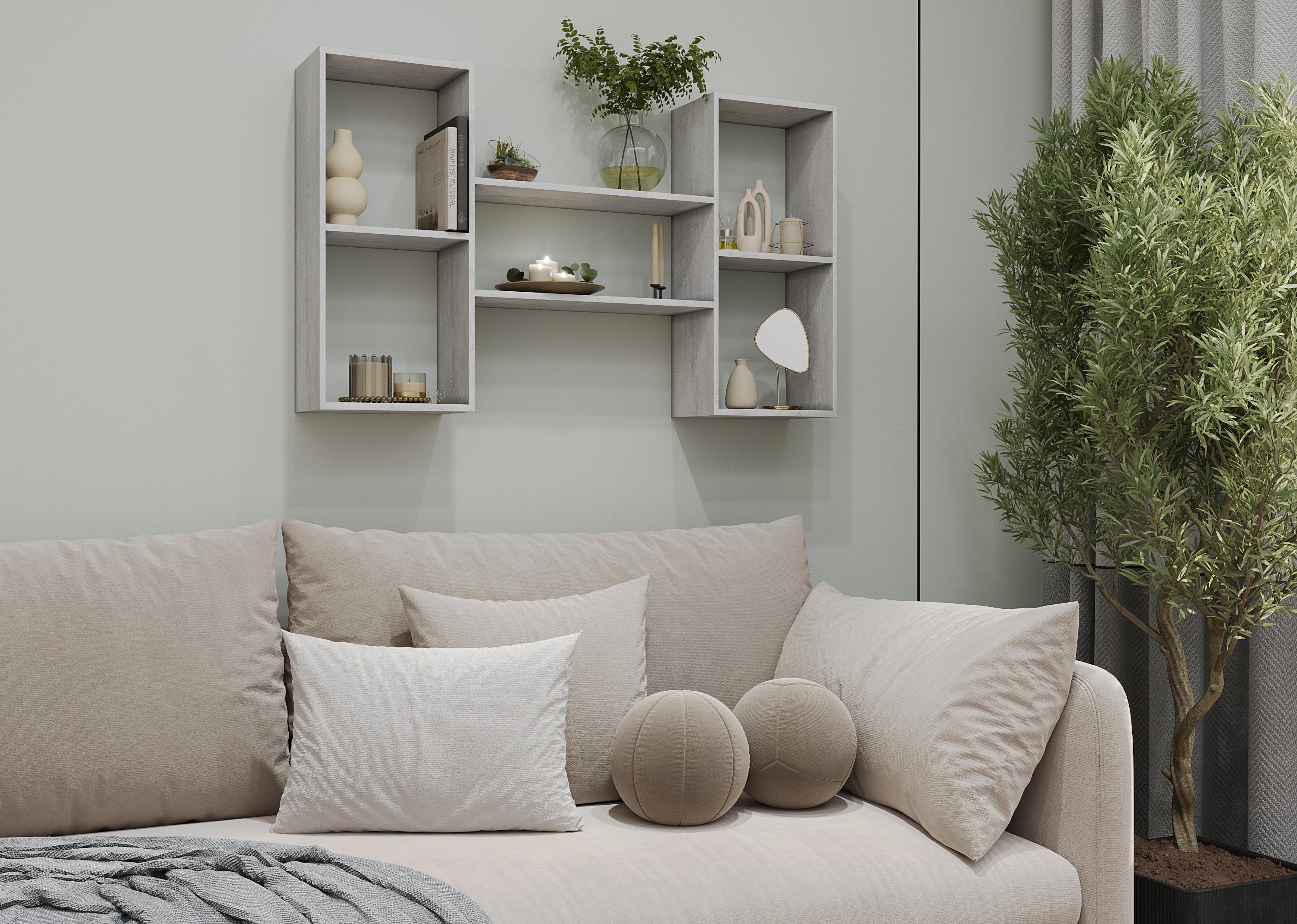 Полка T11 навесная для книг и декора в спальню 1010х180х600 мм ДСП 16 мм Бетон - фото 1