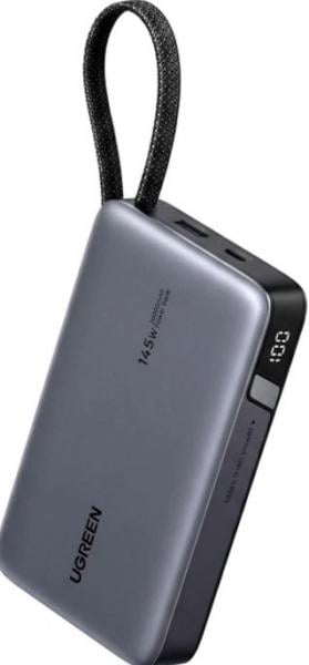 Повербанк UGREEN PB551 20000 mAh 145W Built-In USB-C Cable LED UA UCRF Gray (55992B)