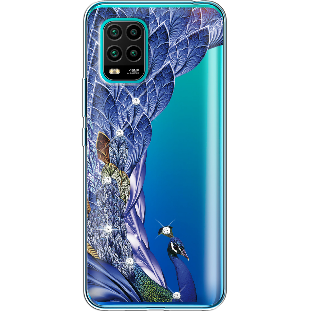 Чехол с рисунком Boxface Xiaomi Mi 10 Lite Павлин со стразами Прозрачный силикон (39438-rs7-39438)
