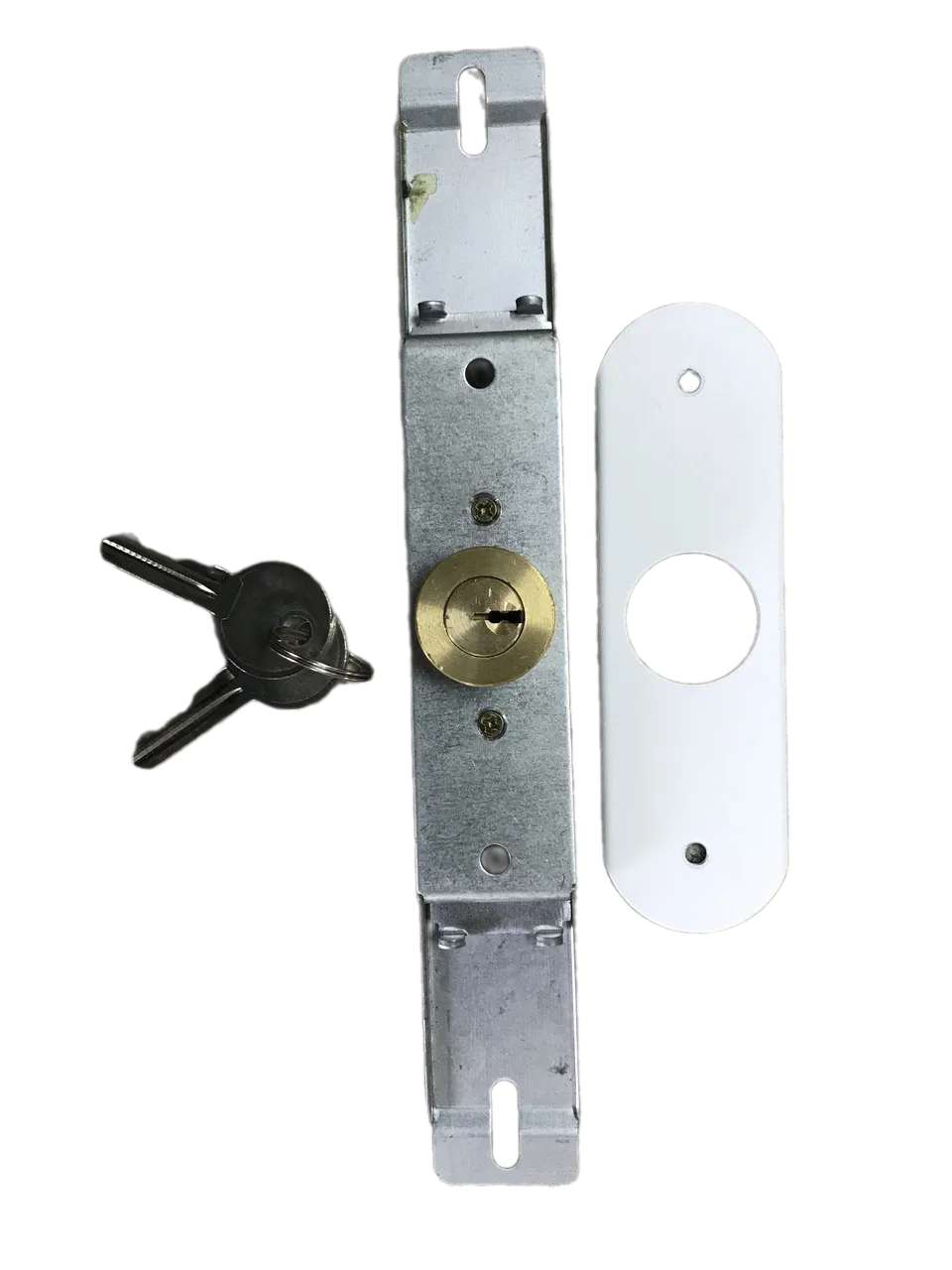 Замок ригельний з пластиною RAL9016 до захисних ролет Білий (31920731)