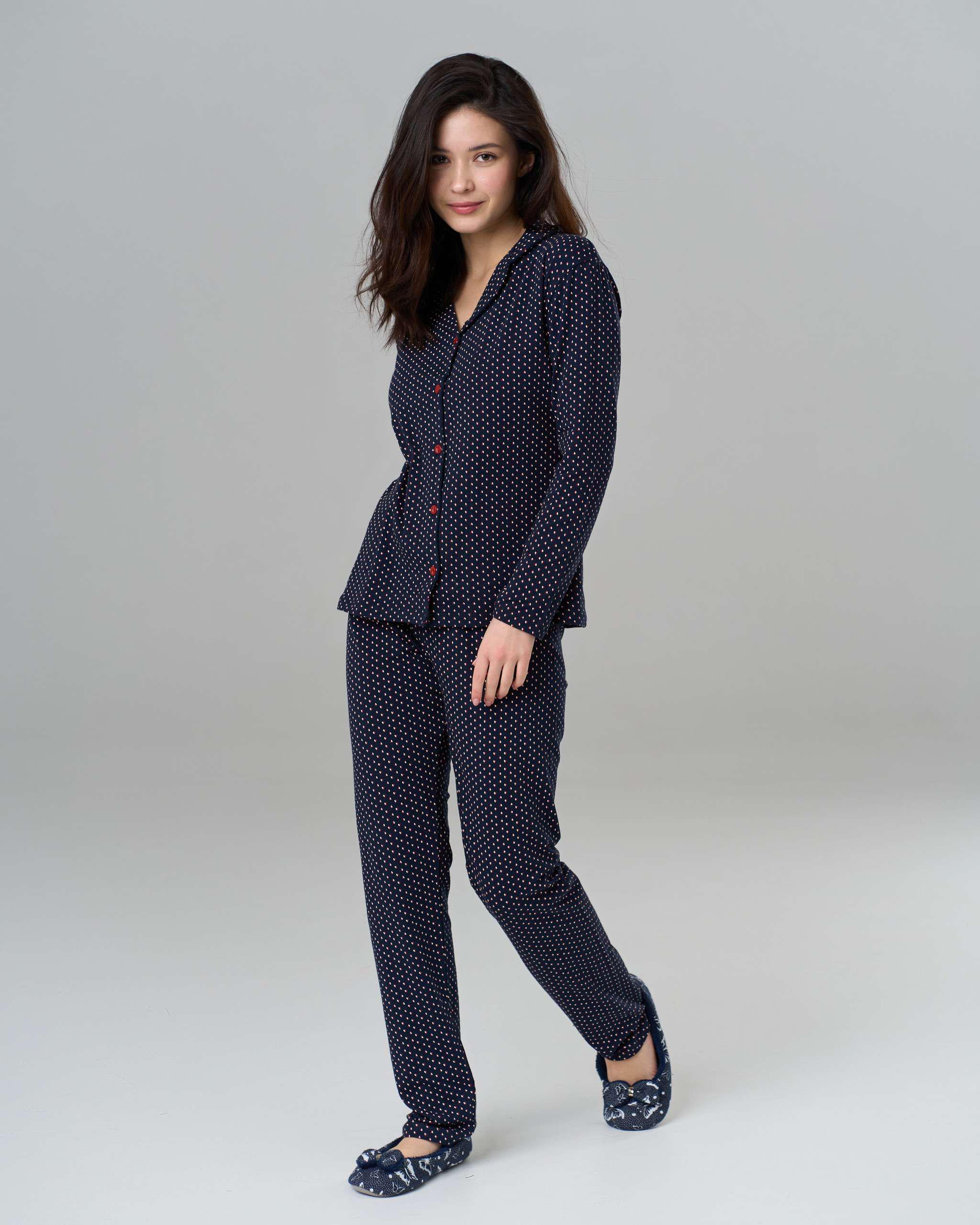 Пижама женская с брюками Ozkan Сердечки M 4 Темно-синий (25222)
