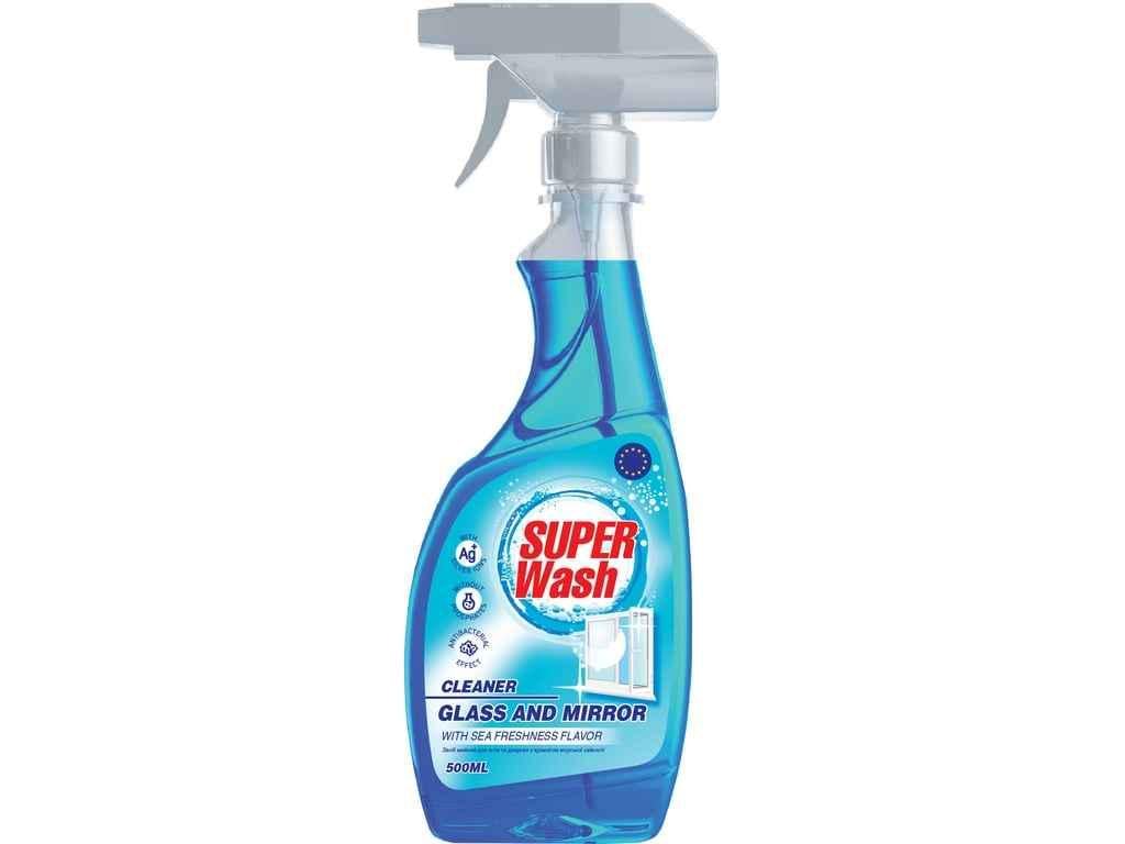 Средство для мытья стекол и зеркал SUPER WASH 500 мл Морская свежесть (903672) Средство для мытья стекол и зеркал SUPER WASH 500 мл Морская свежесть (903672)