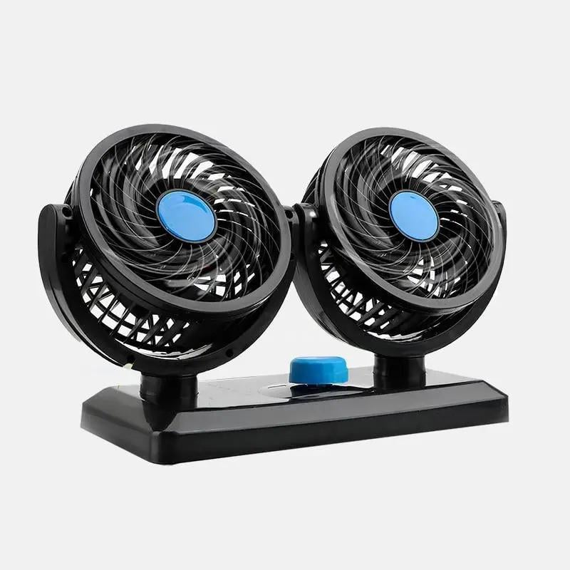 Вентилятор двойной с питанием от прикуривателя 12v с вращением на 360° и 2 скорости