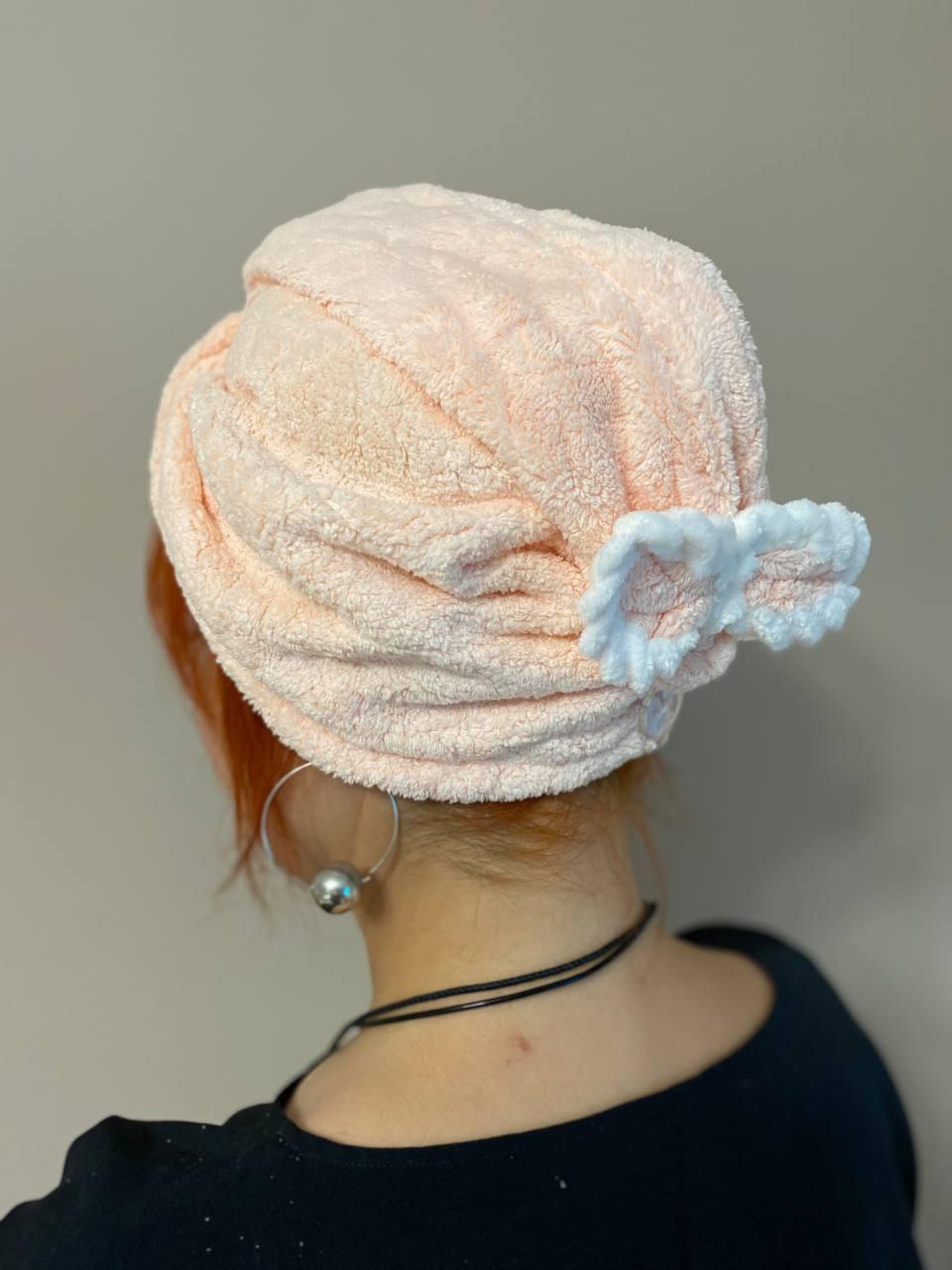 Тюрбан з мікрофібри з гудзиком Персиковий (П4К-am-chalma-bant-001)