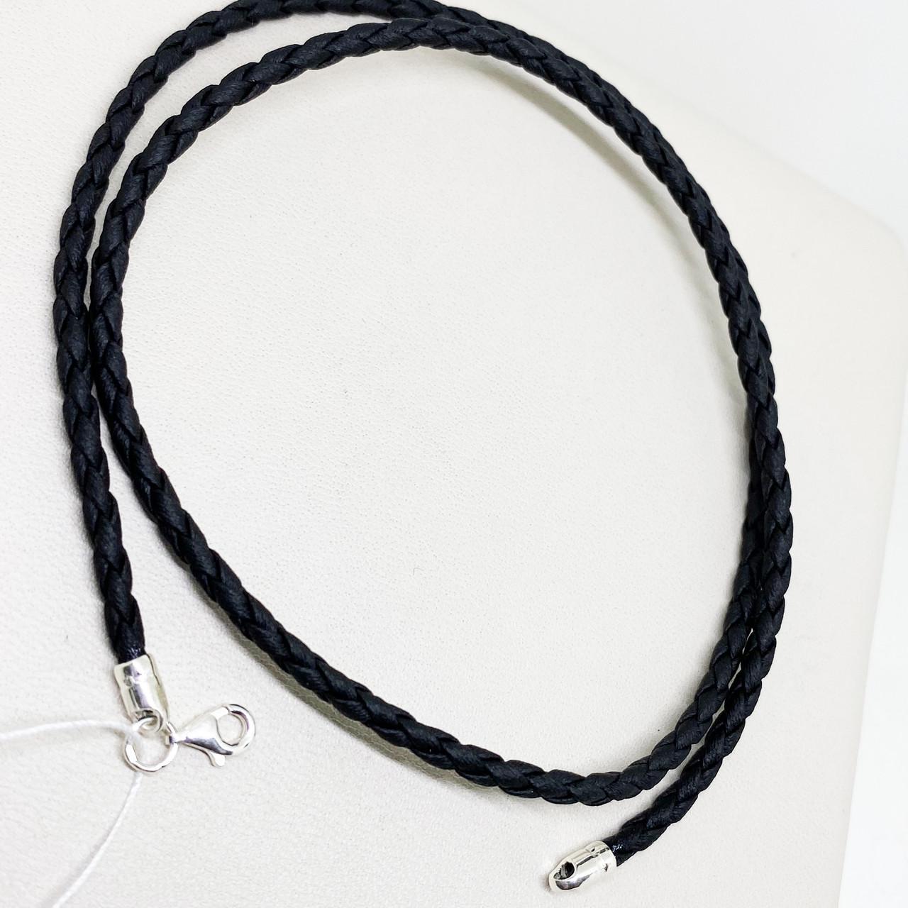 Шнурок шкіряний з срібною застібкою 70 см 1,14 г