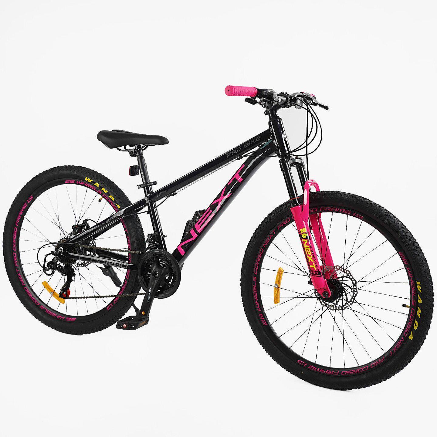 Велосипед горный Corso Next алюминиевый 26"/13" Черно-розовый (795701162) - фото 2