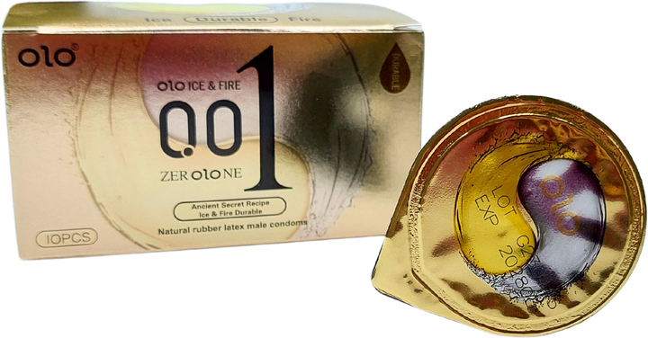 Презервативи OLO 0.01 Ice and Fire Ваніль із термоефектом 10 шт. (ROZ6400230145) - фото 2