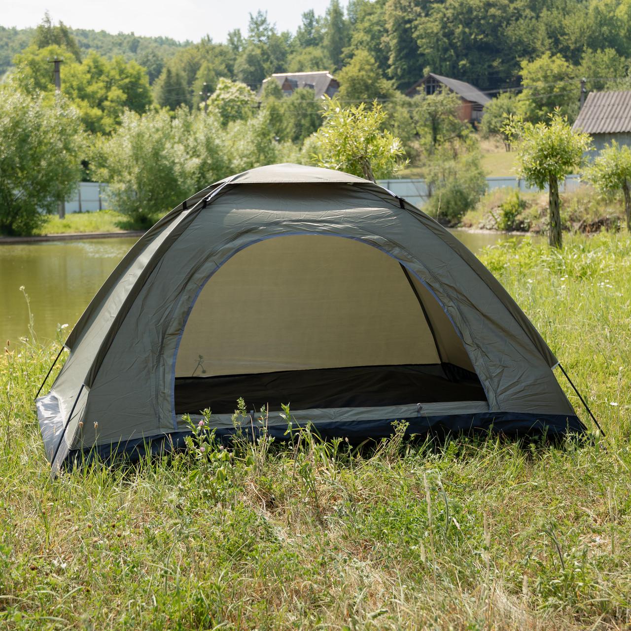 Намет двомісний LU-025GR кемпінговий туристичний для риболовлі 200x150x120 см Хакі (7467) - фото 3