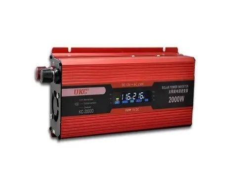 Преобразователь напряжения OLSACE Power Inverter с защитой от замыкания и перегрузки алюминиевый 2000W 12V/220V DC/AC 50 Гц (opt-21438)