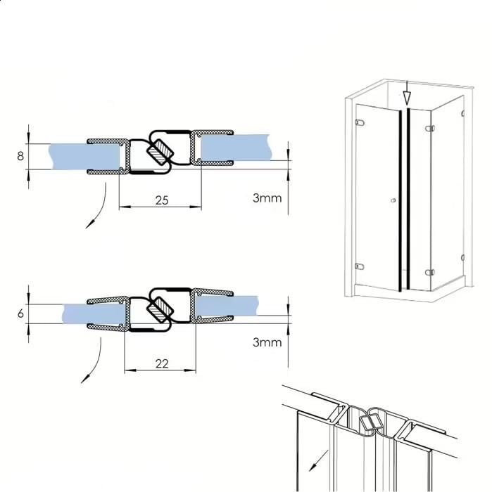 Уплотнитель душевых кабин CKL Premium 180° магнитный 2 м для стекла 4 мм (2340974878) - фото 2 Уплотнитель душевых кабин CKL Premium 180° магнитный 2 м для стекла 4 мм (2340974878) - фото 2