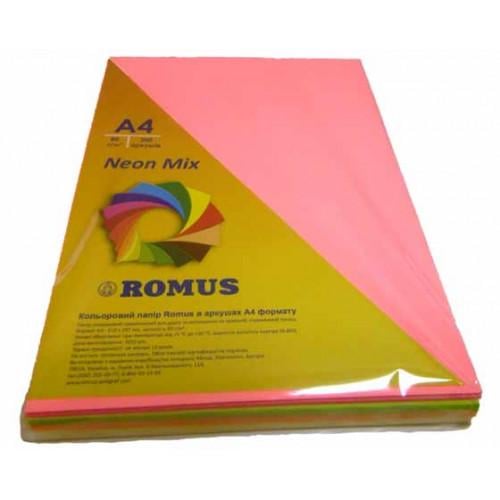 Папір кольоровий Romus A4 80 г/м2 200 арк. 4 кольора Mix Neon (R50935)