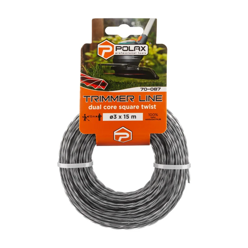 Жилка для триммера Polax "Крученый квадрат с кордом" 3 мм 15 м (70-087)