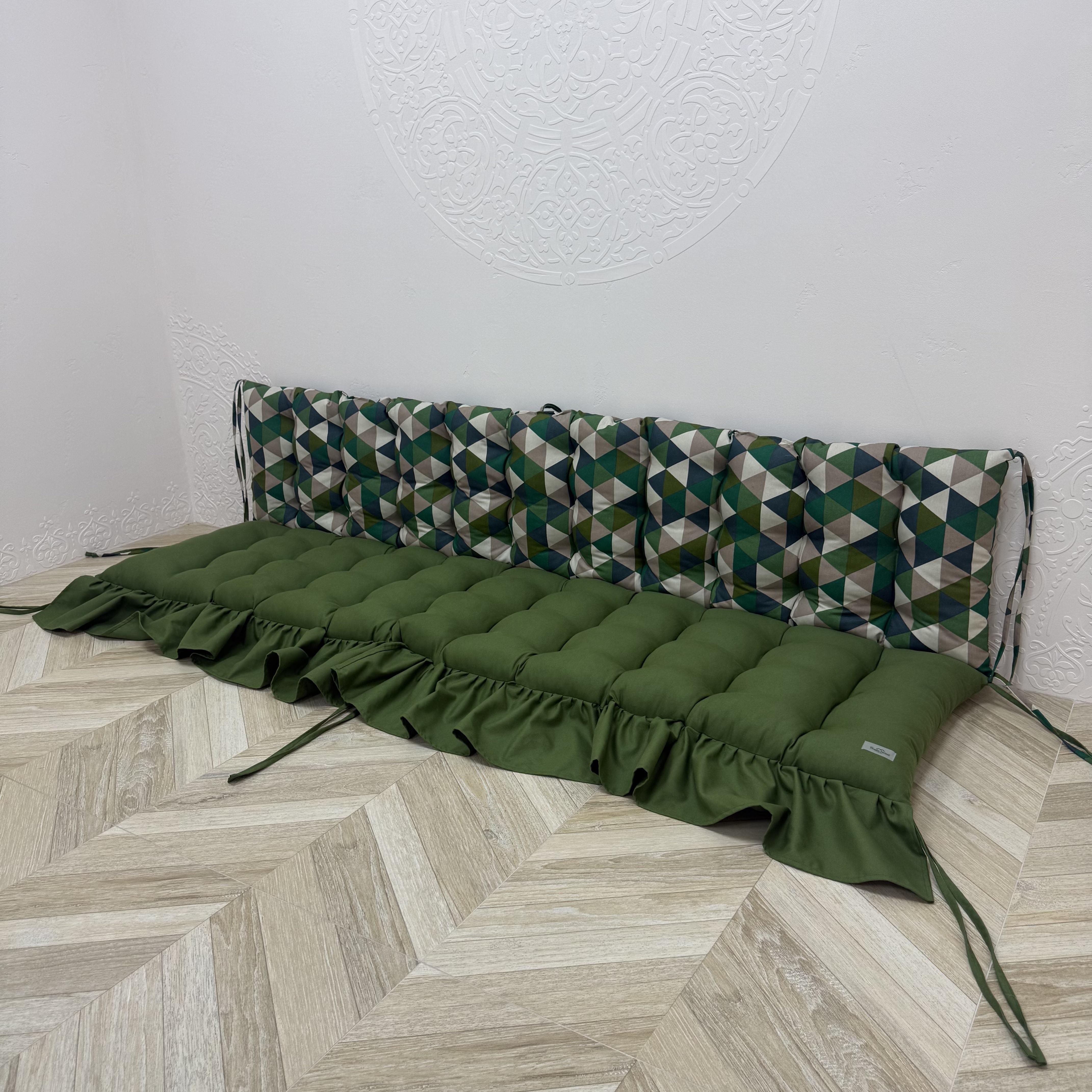Подушка Comfort Home Mosaic на поддоны/качели/каркасы/садовую мебель с рюшей комбинированная 100х50х50 см