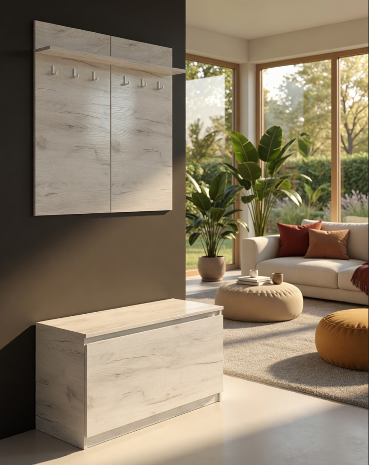 Прихожая 900 мм Мастер Форм Брайт 900 мм 90х37,6х200 мм Дуб крафт белый