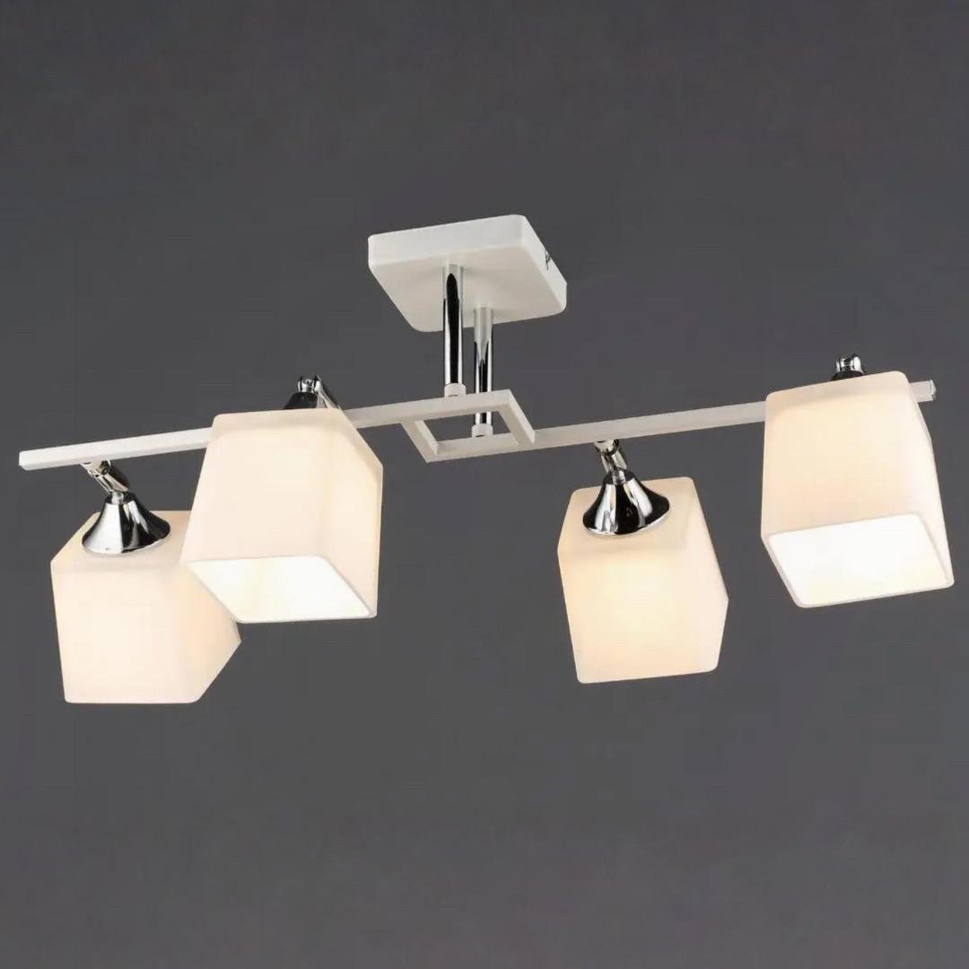 Люстра Sirius с металлическим каркасом под четыре лампы Е27 Белый/Хром (B N6646/4 WT+CR)