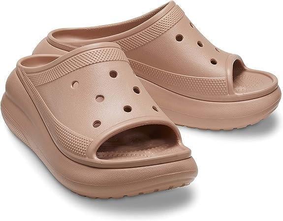 Шльопанці жіночі утеплені Crocs Classic Crush Platform Slide Cork р. 40-41 Пудровий (17348)