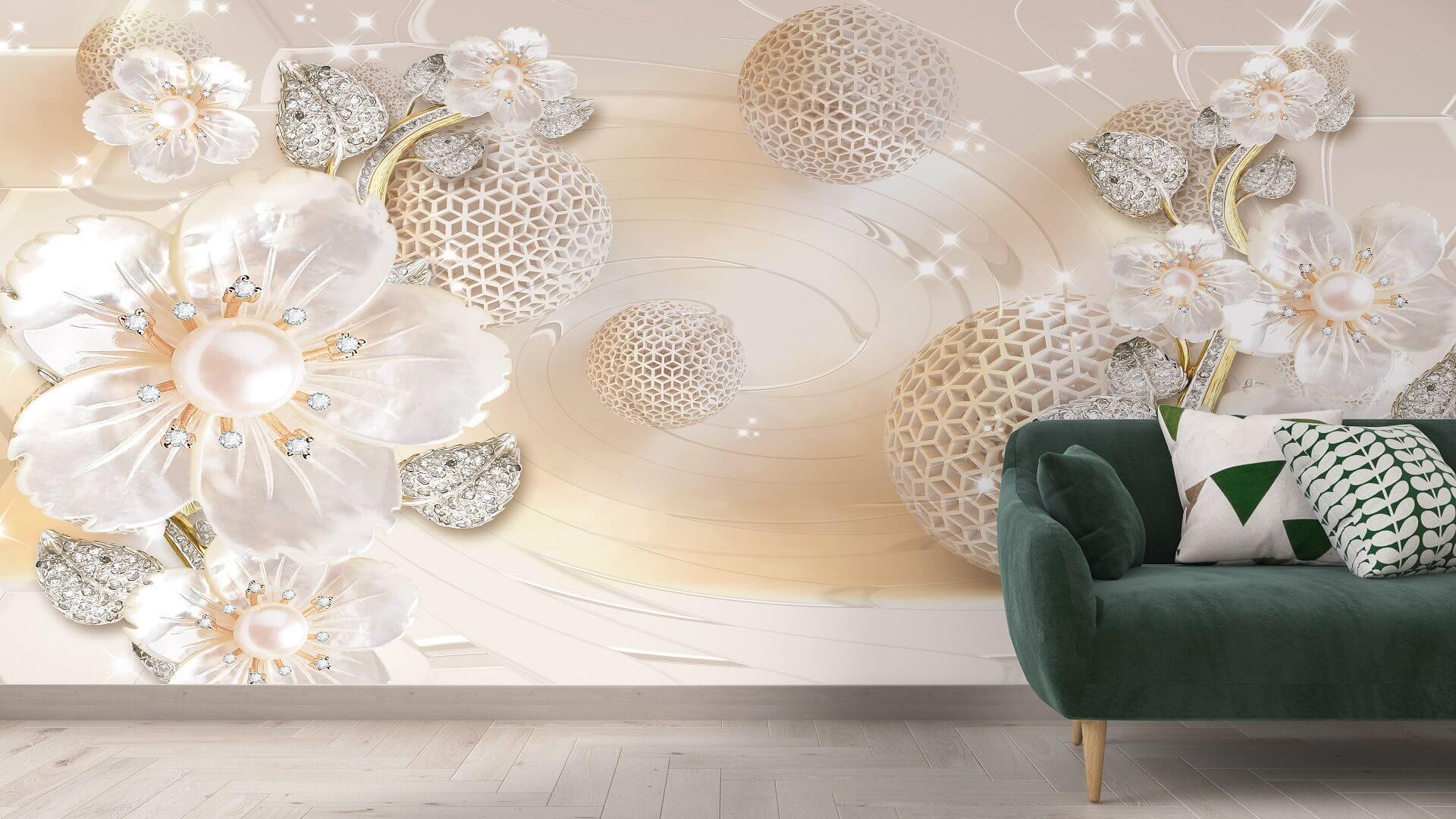 Фотошпалери флізелінові Styleo Print-walls 3D Молочні квіти 0314 300х250 см (Pw-0314/2)