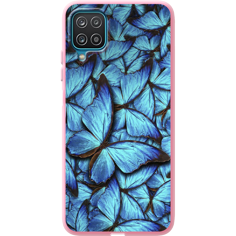 Чехол BoxFace Samsung A125 Galaxy A12 лазурные бабочки Розовый силикон (41506-up1550-41674)
