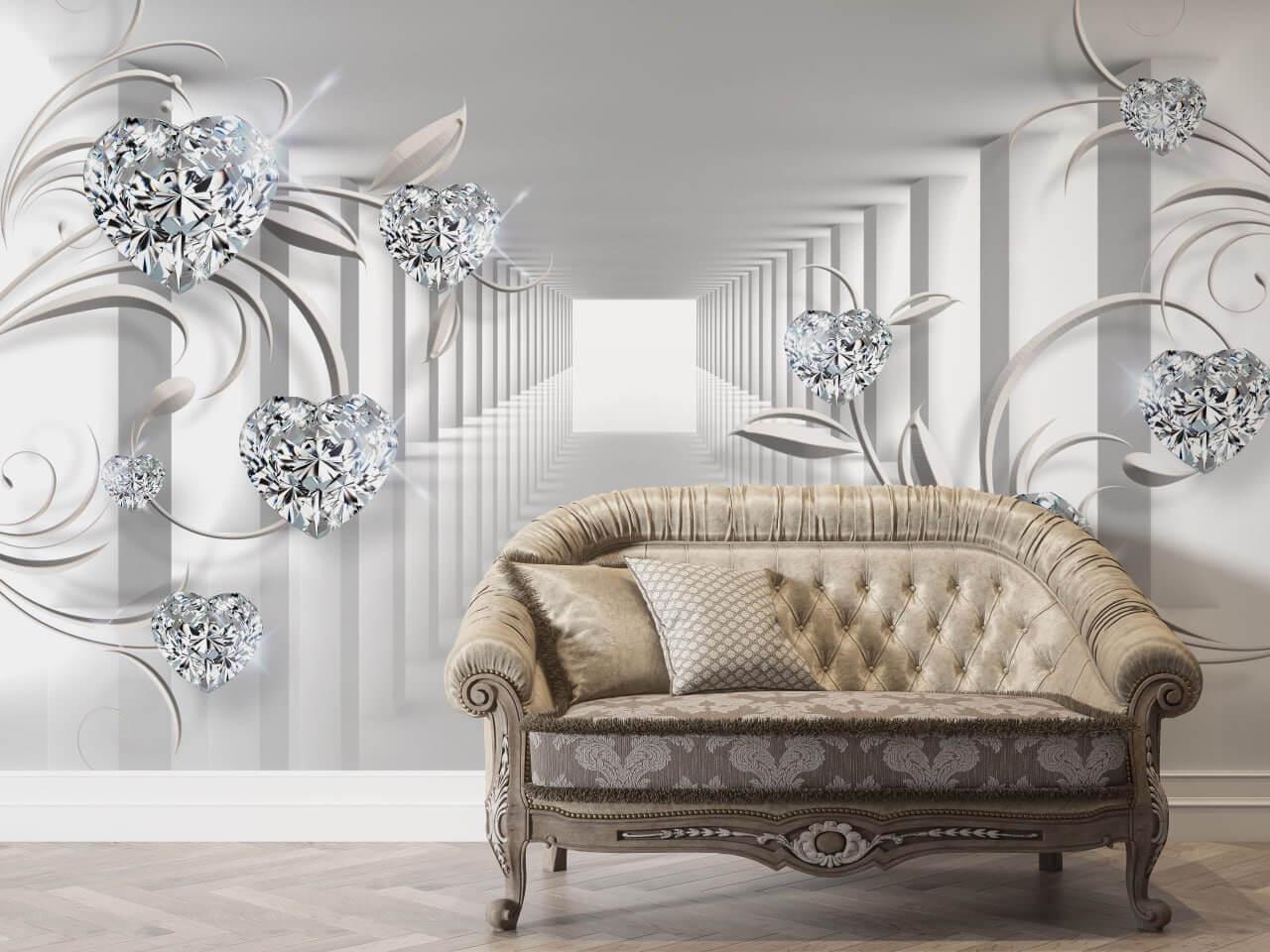 Фотообои флизелиновые Styleo Print-walls Бриллиантовые сердца 002 350х270 см (Pw-002/3)
