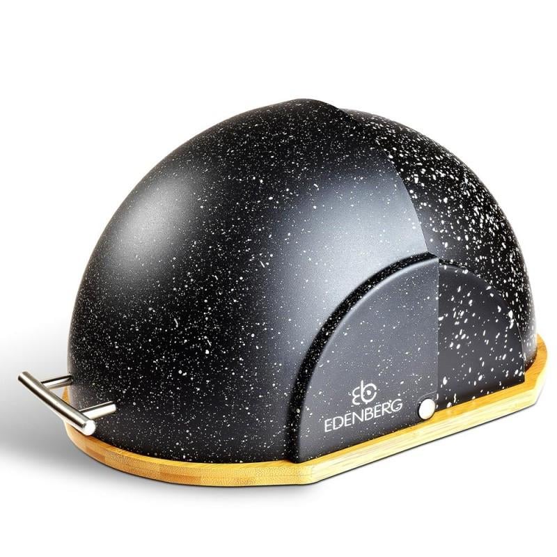 Хлібниця Edenberg EB-091 з дерев'яною основою та пластиковою кришкою Black (2530556578)