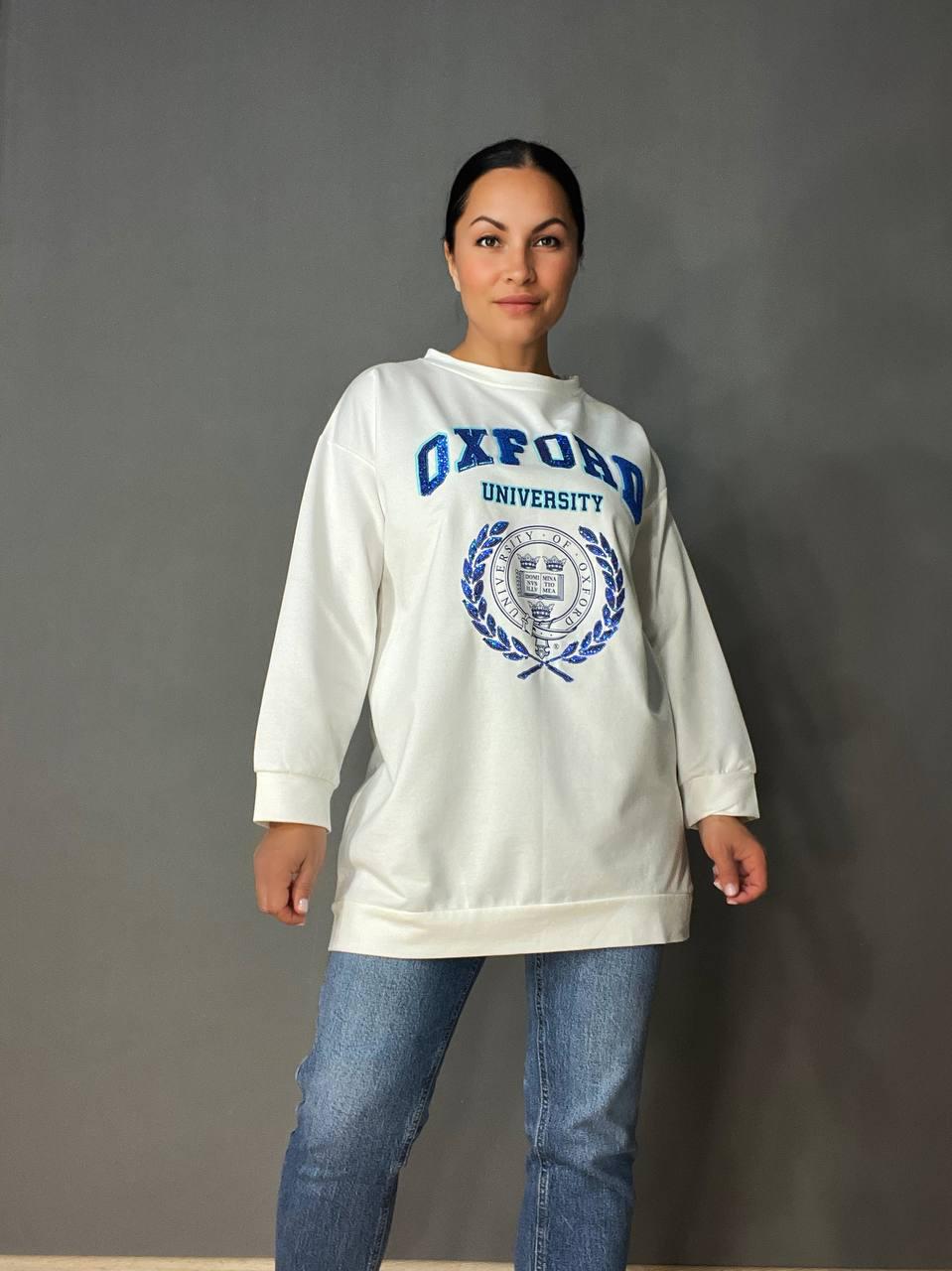 Світшот жіночий LSK 6011 подовжений туніка вишивка попереду OXFORD паєтки OS Білий (1869) Світшот жіночий LSK 6011 подовжений туніка вишивка попереду OXFORD паєтки OS Білий (1869)